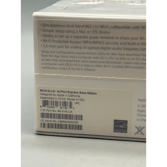 Apple AirPort Express 802.11n Wi-Fi Base Station A1392 MC414LL/A - Sealed - Picture 4 of 6